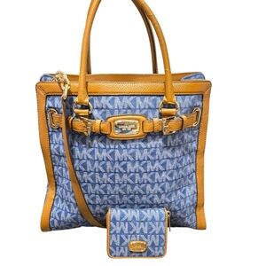 Michael Kors Hamilton Frame Out North South Denim Bag and Wallet